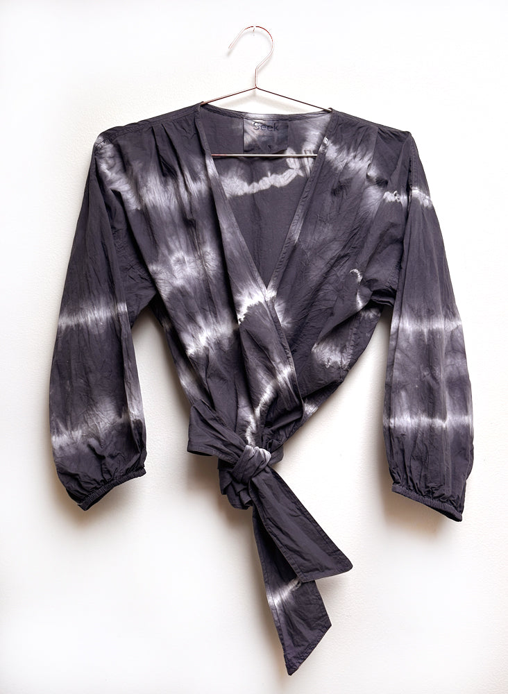 Tie Dye, Paige Wrap Top, storm, size M