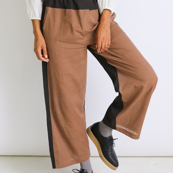 Chocolate Brown Polyester-Rayon flat-front Trousers